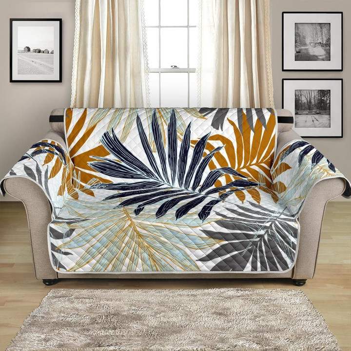 Colorful Tropical Palm Leaves Themed Pattern Sofa Couch Protector Cover
