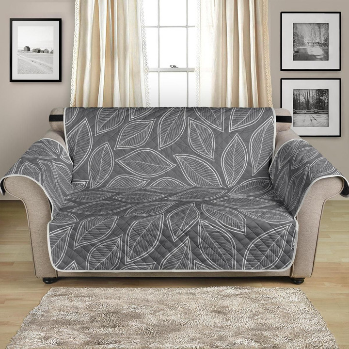 Elm Grey Leaves Simple Classic Style Pattern Sofa Couch Protector Cover