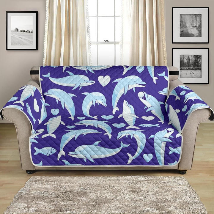 Heart Cute Dolphin Smile Pattern Sofa Couch Protector Cover