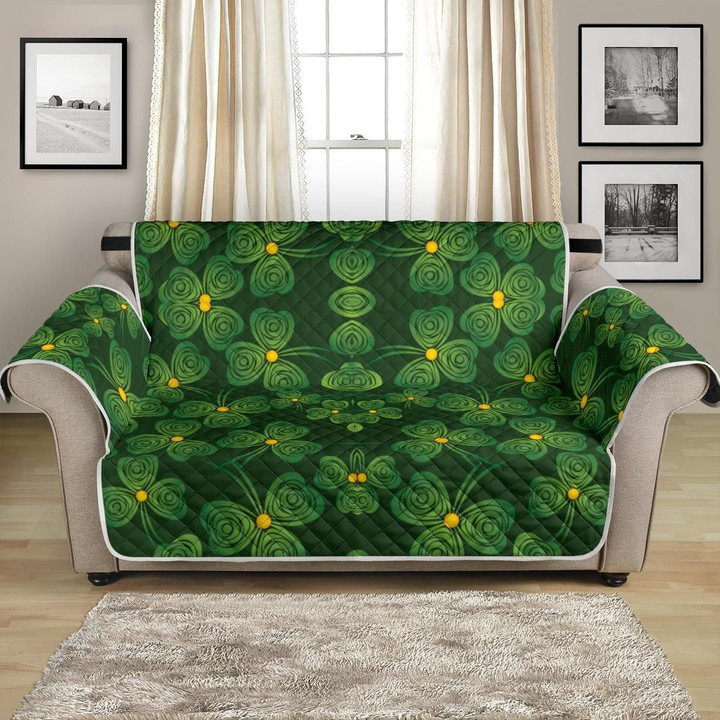 St. Patrick Day Green Shamrock Pattern Sofa Couch Protector Cover