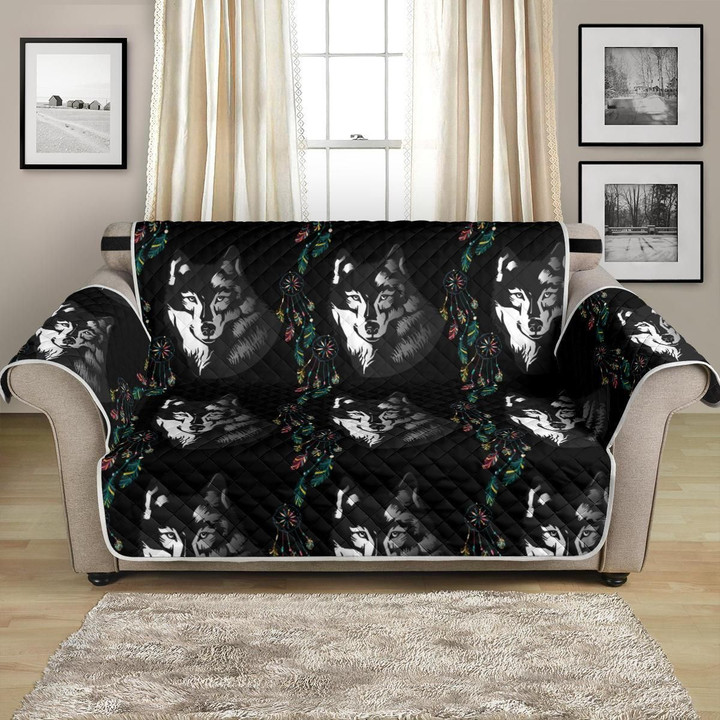 Night Wolf And Black Dream Catcher Pattern Sofa Couch Protector Cover