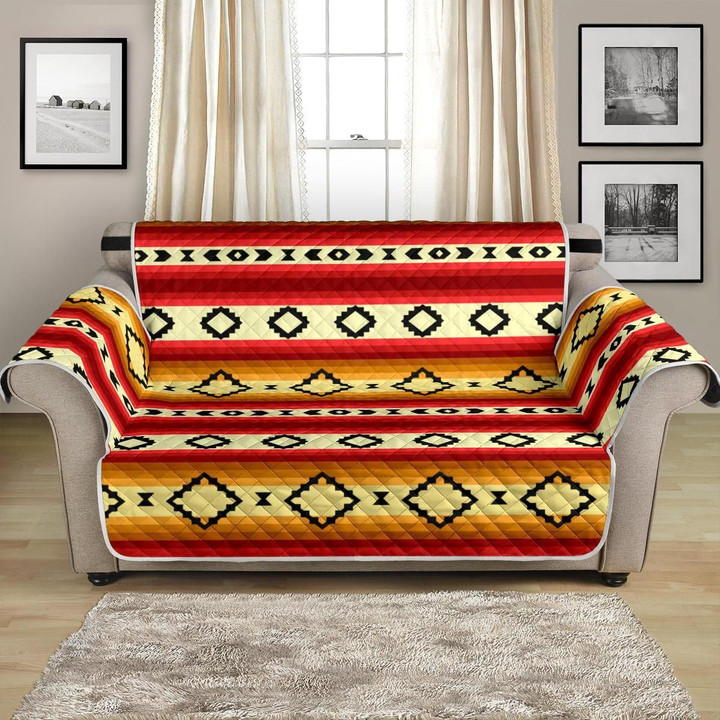 Hot Orange Rhombus Serape Themed Pattern Sofa Couch Protector Cover