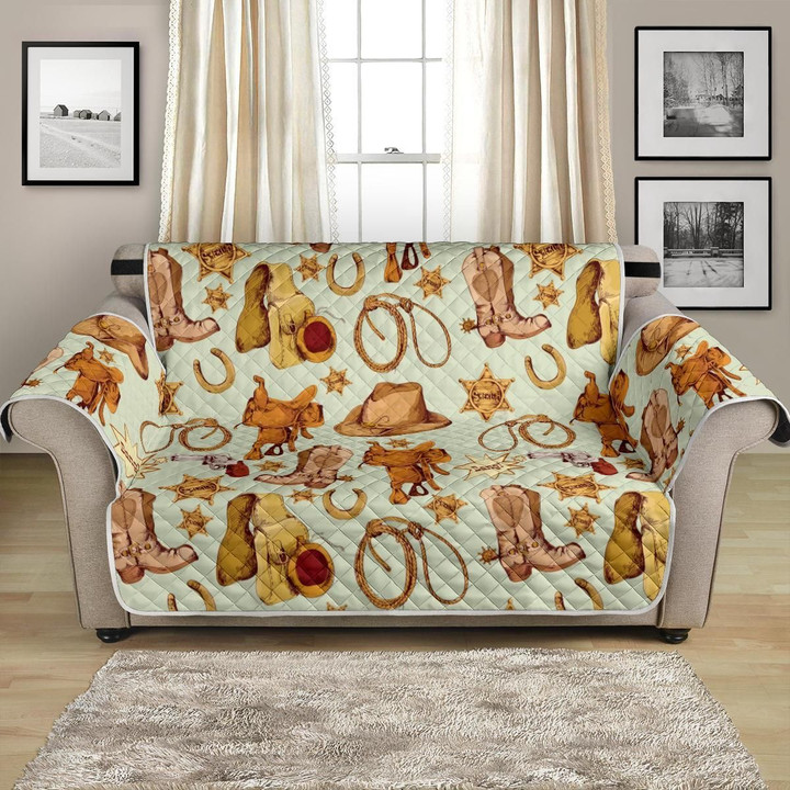 Western Cowboy Stuff Design Pattern Sofa Couch Protector Cover