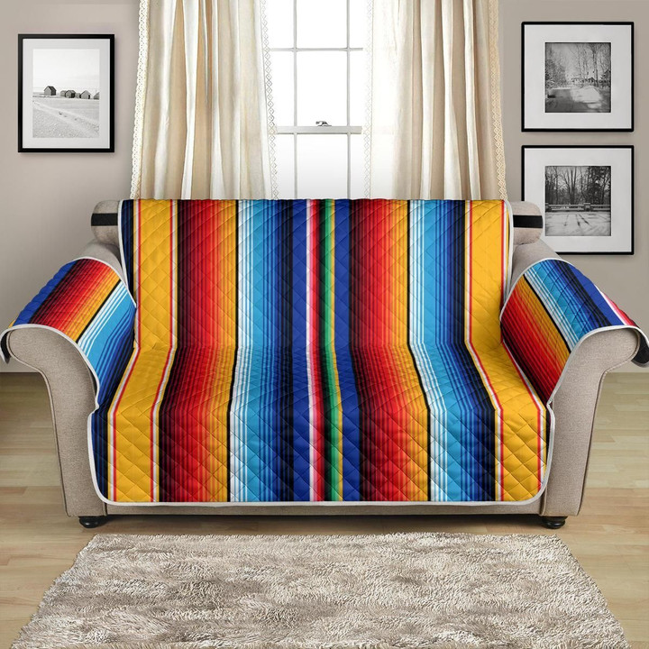 Mexican Blanket Colorful Stripe Pattern Sofa Couch Protector Cover