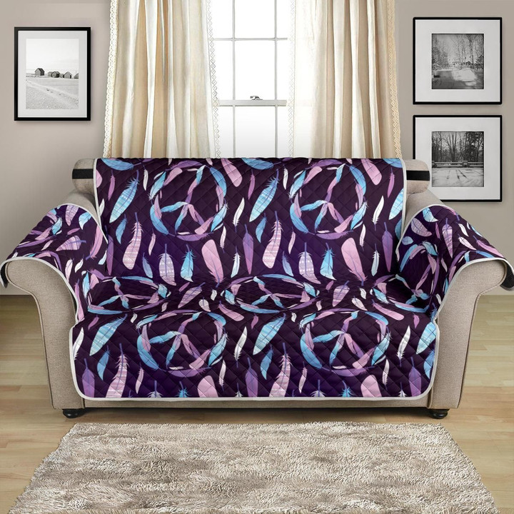 Neon Peace Sign Feather Design Pattern Sofa Couch Protector Cover