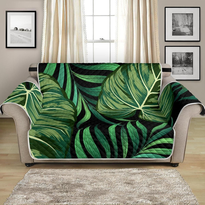 Green Fresh Tropical Palm Leaves Pattern Sofa Couch Protector Cover