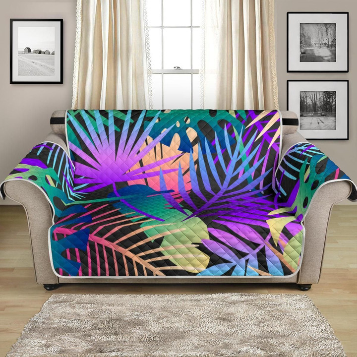 Neon Tropical Palm Leaves Flower Pattern Sofa Couch Protector Cover