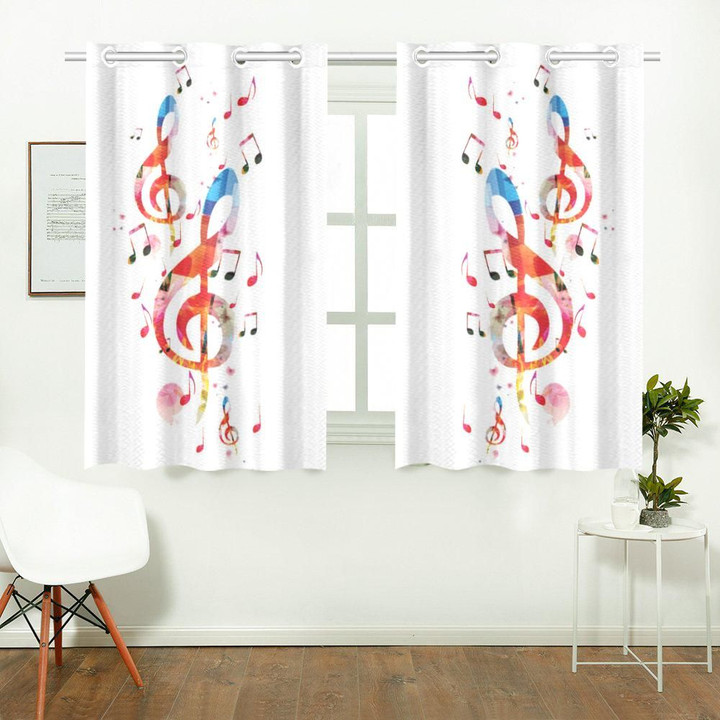 Colorful Musical Notes Printed Window Curtains Home Decor