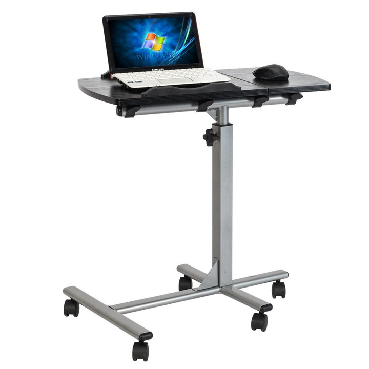 Portable Folding Table Five Wheel Multifunctional Lifting Removable Computer Desk Black Silver