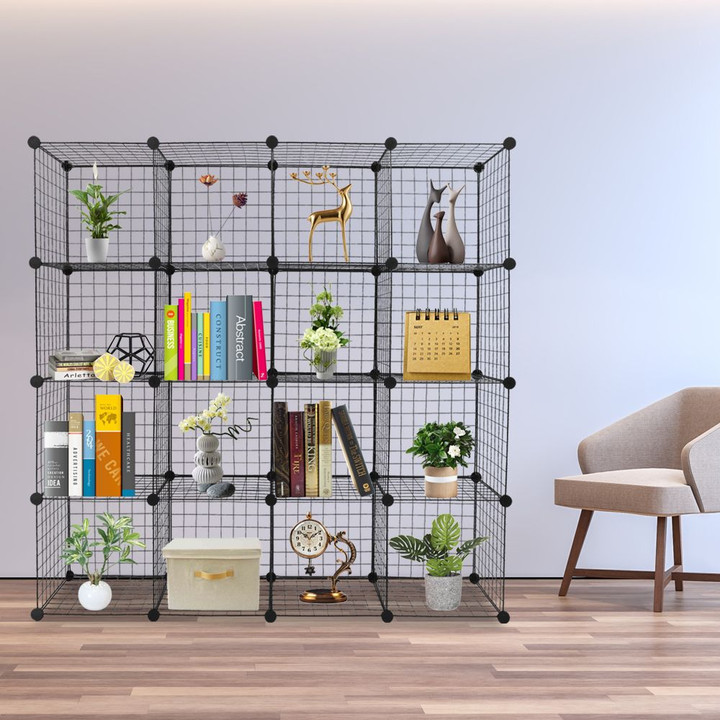 Cube Storage Shelves 16 Cube Organizer Wire Origami Shelves Metal Grid