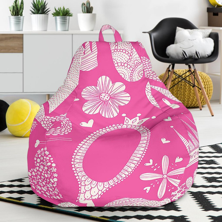 Pink Hair Stylist Pattern Print Bean Bag Cover