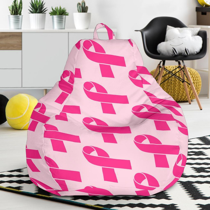 Breast Cancer Awareness Pink Ribbon Print Pattern Bean Bag Cover