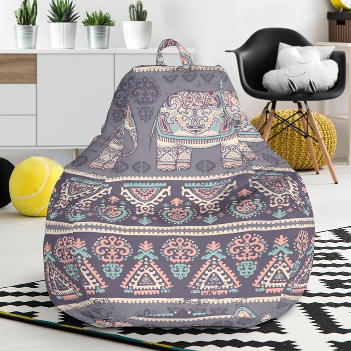 Black Elephant Aztec Pattern Prints Bean Bag Cover