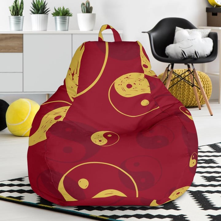 Yin Yang Red Pattern Print Bean Bag Cover