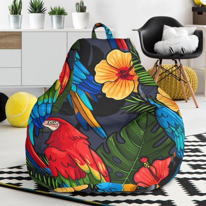 Floral Parrot Bird Pattern Print Bean Bag Cover
