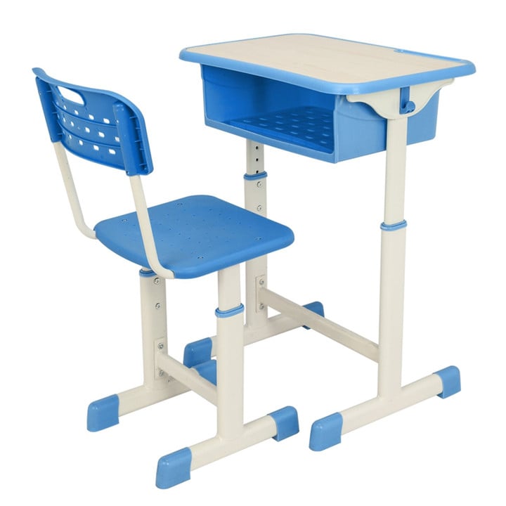 Children Desk And Chair Set For Elementary Student Kid Study Blue Height Adjustable Table
