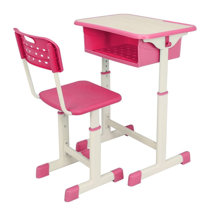 Children Desk And Chair Set For Elementary Student Kid Study Height Adjustable Table Kit Pink