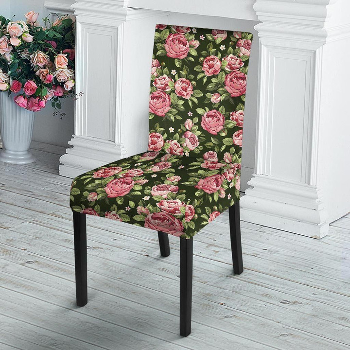 Vintage Pink Rose Floral Print Chair Cover