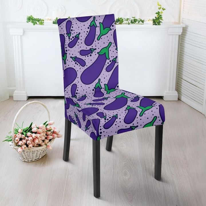 Eggplant Cute Print Pattern Chair Cover