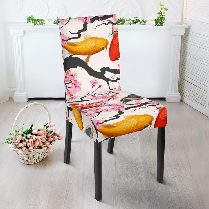 Cherry Blossom Koi Fish Pattern Print Chair Cover
