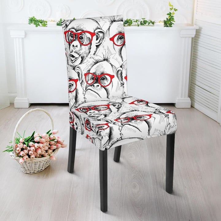 Chimp Monkey Pattern Print Chair Cover