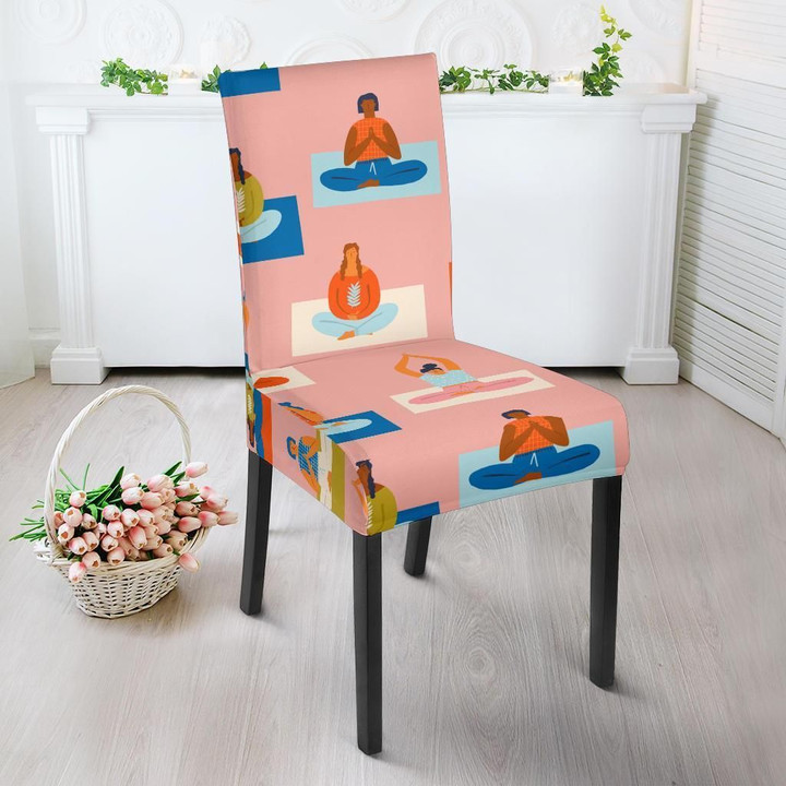 Meditation Yoga Pattern Print Chair Cover