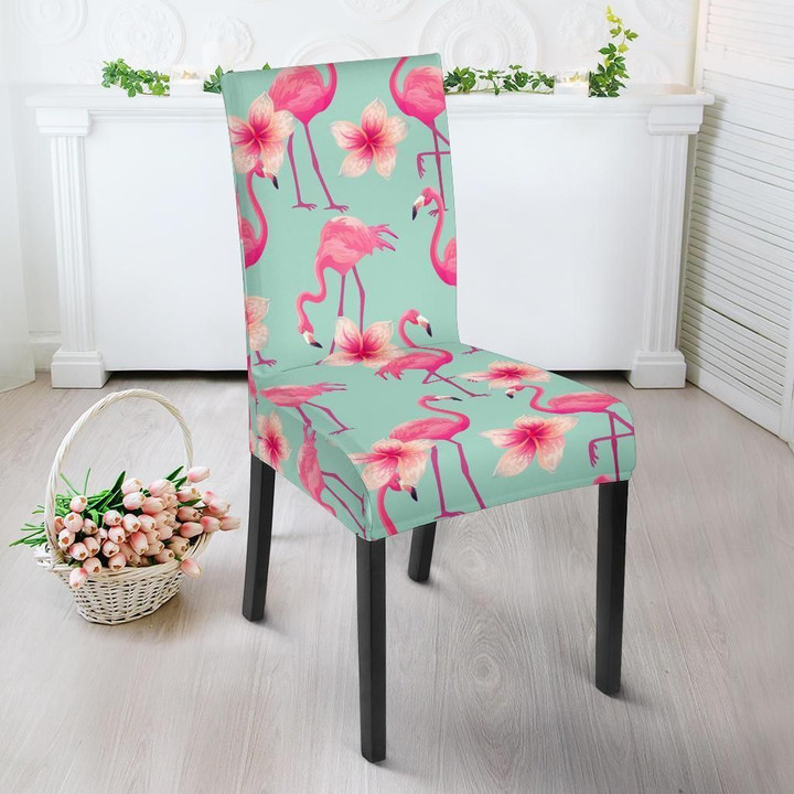 Tropical Flamingo Hibiscus Hawaiian Floral Pattern Print Chair Cover