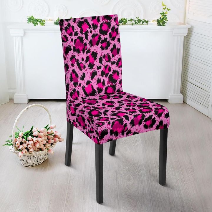 Pink Cheetah Leopard Pattern Print Chair Cover