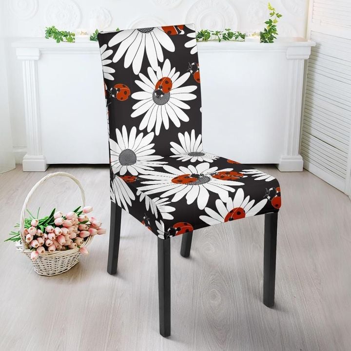 Ladybug Daisy Pattern Print Chair Cover
