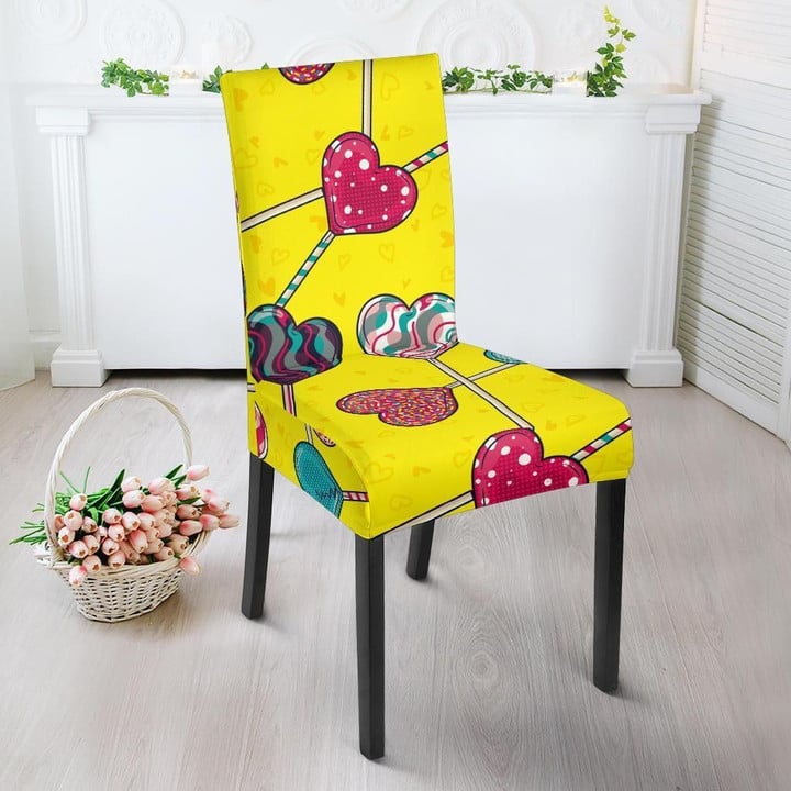 Lollipop Heart Pattern Print Chair Cover