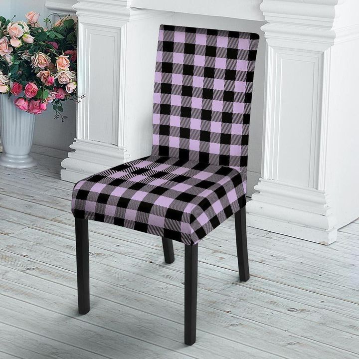 Purple Violet Plaid Chair Cover