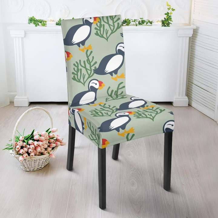 Puffin Cute Pattern Print Chair Cover