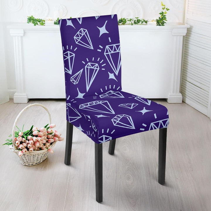 Diamond Purple Print Pattern Chair Cover