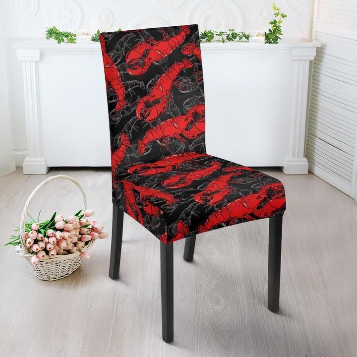 Lobster Black Pattern Print Chair Cover