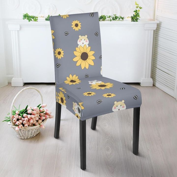 Hamster Sunflower Pattern Print Chair Cover