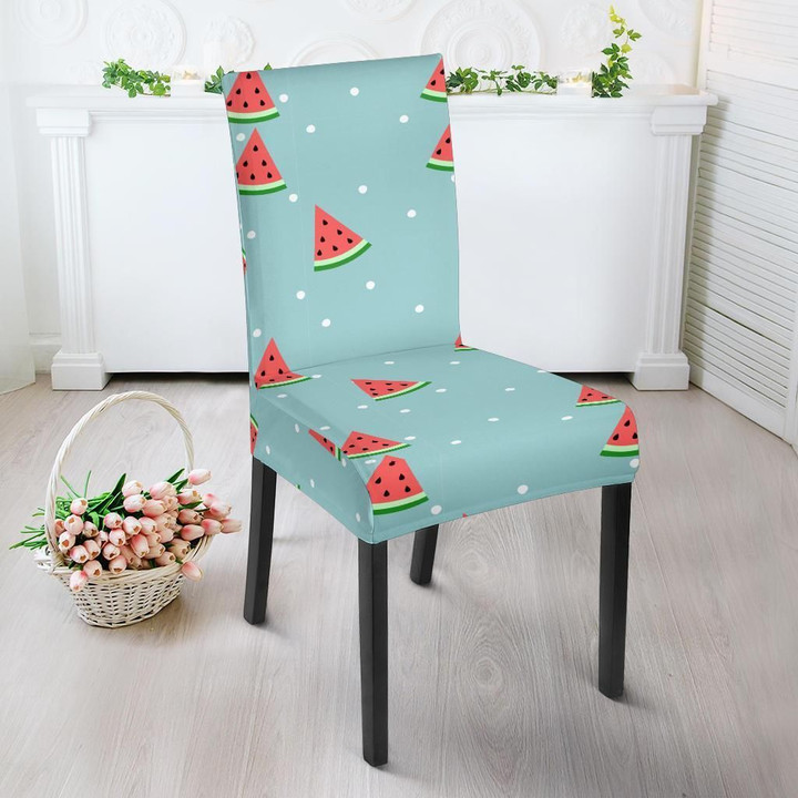 Watermelon Piece Polka Dot Blue Pattern Print Chair Cover