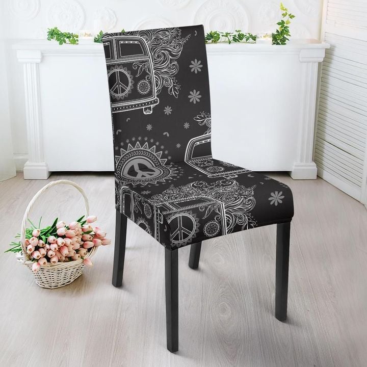 Hippie Van Peace Sign Pattern Print Chair Cover