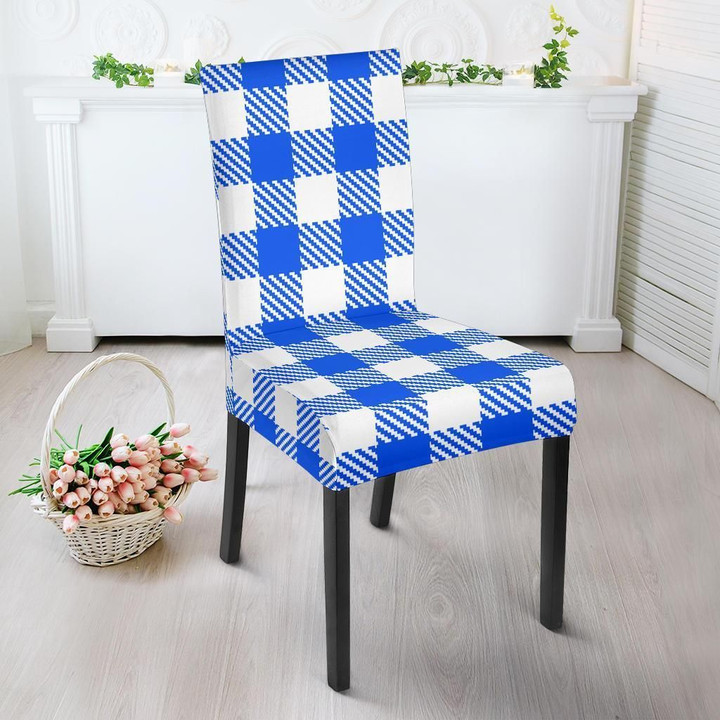 Gingham Blue Pattern Print Chair Cover