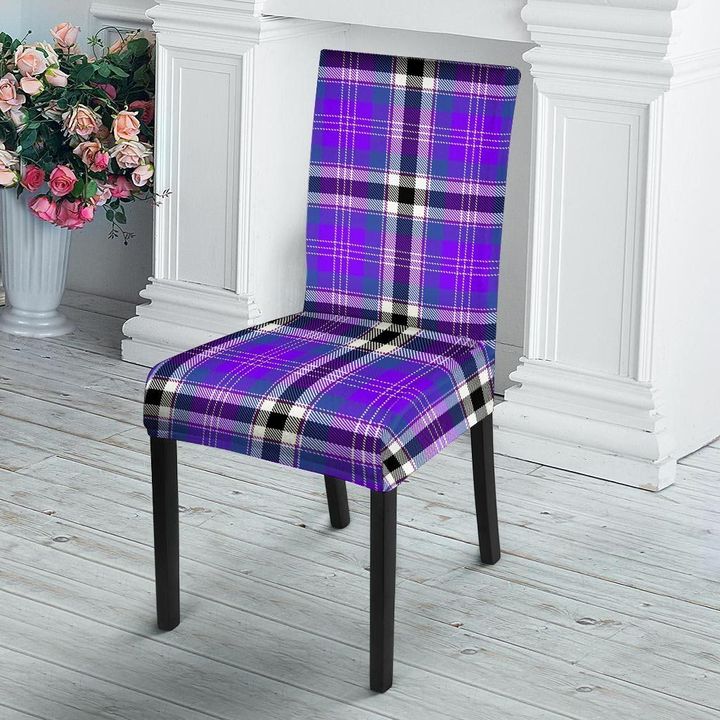 Black Purple Plaid Tartan Chair Cover