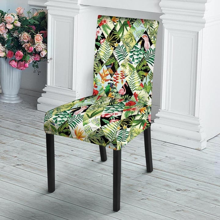 Tropical Bird Patchwork Print Chair Cover