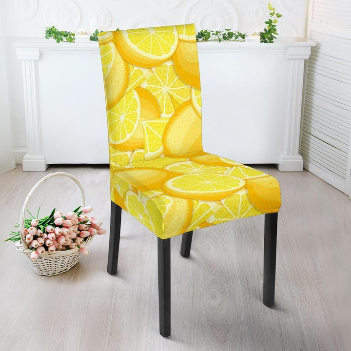 Slice Lemon Pattern Print Chair Cover