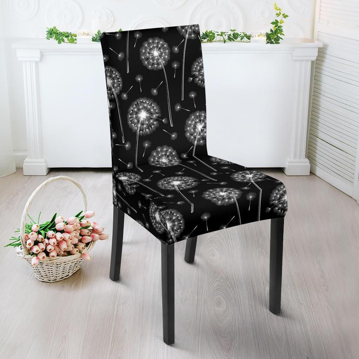 Dandelion Black Pattern Print Chair Cover