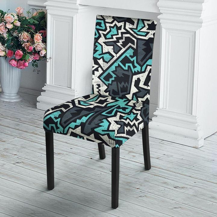 Graffiti Geometric Print Chair Cover