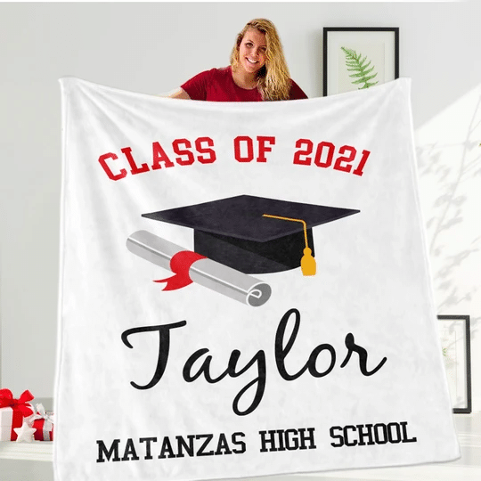 Personalized Graduation Back To School Custom Name Fleece Blanket