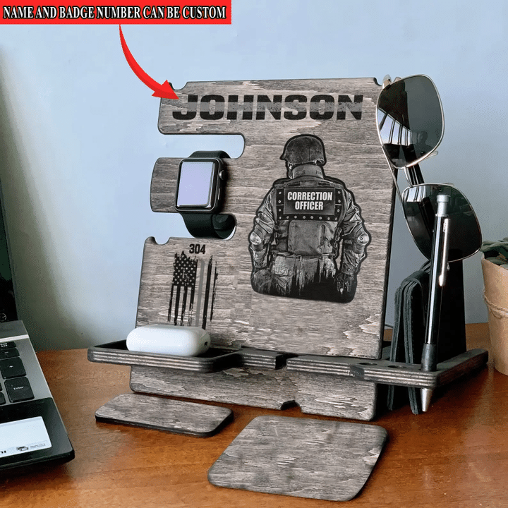 Docking Station Custom Name Thin Silver Line Prison Officer Corrections Officer