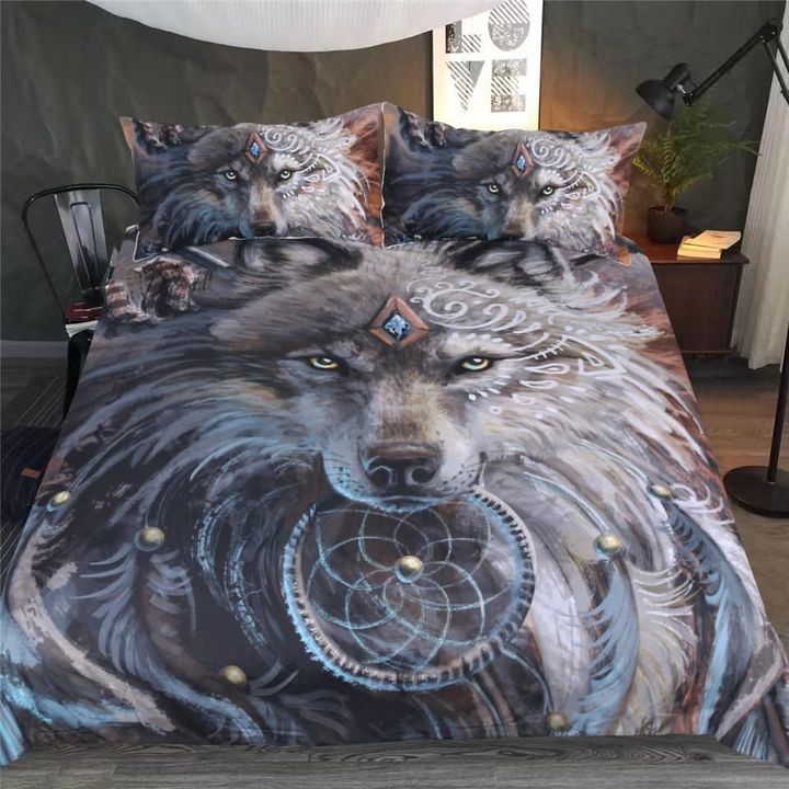 Mythical Wolf Warrior Native American Art Duvet Cover Bedding Set Bedroom Decor