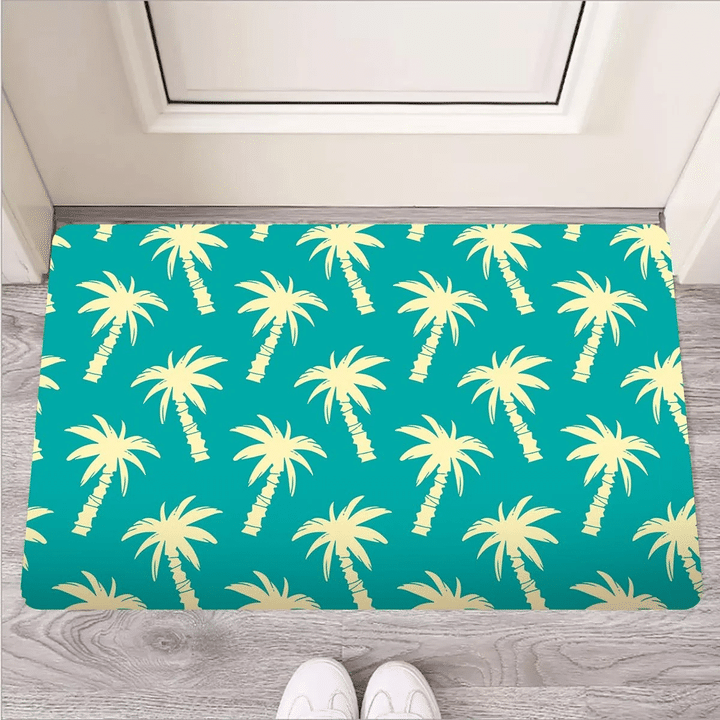 Green Palm Tree Hawaiin Print Door Mat