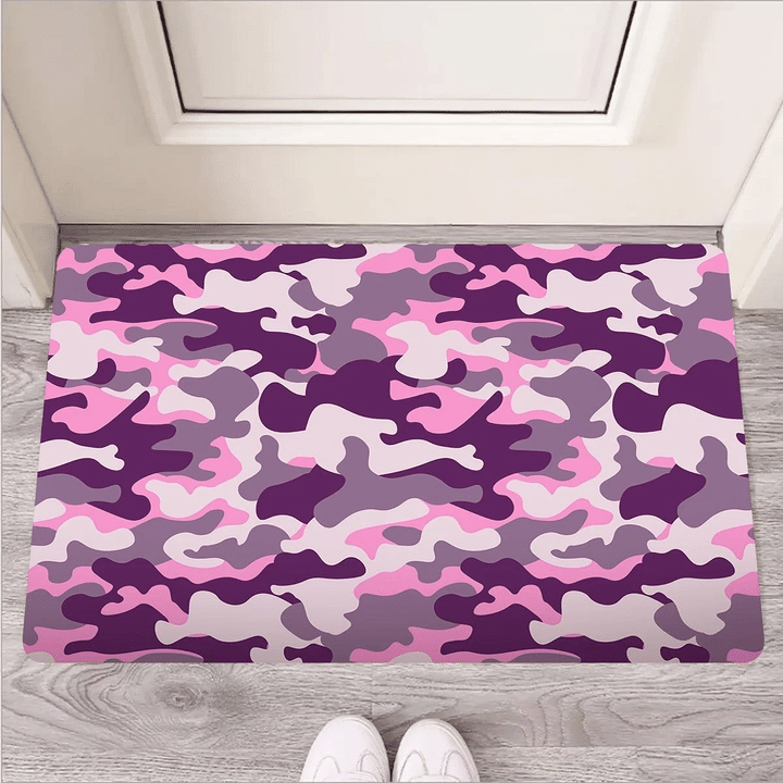 Pink Camouflage Print Door Mat