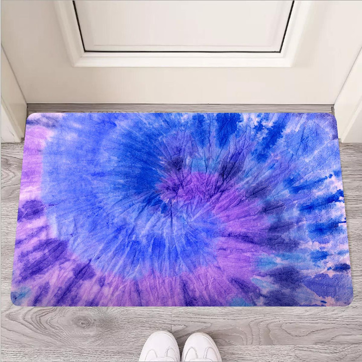 Purple And Blue Tie Dye Door Mat