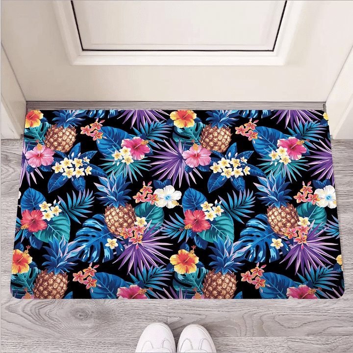 Hawaiian Floral Pineapple Print Door Mat